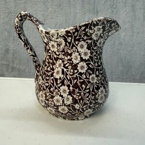 Vintage Royal Crownford Ironstone Pitcher Brown  Floral Calico England Collector